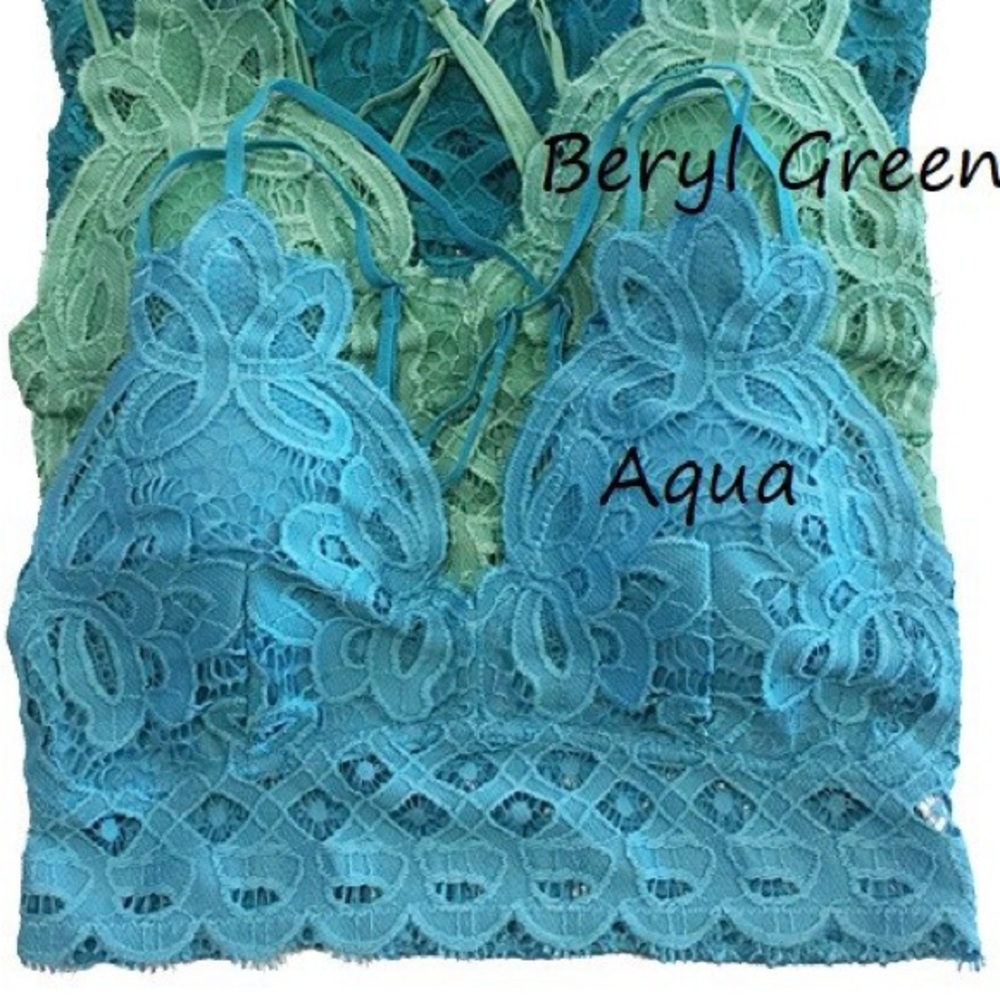 Turquoise Adjustable Double Strap Lace Bralette - Picture 2 of 7